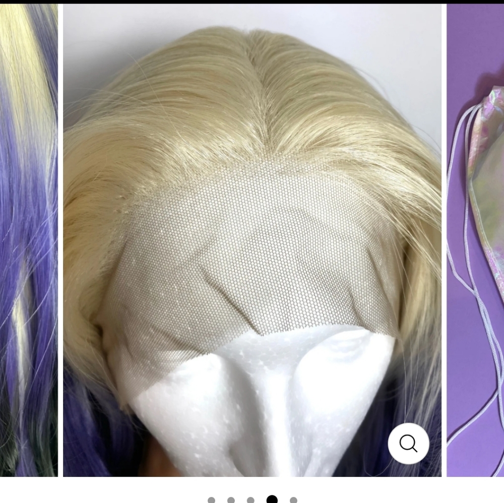 NWT Stunning Lunatics Discontinued , Gorgeous Blonde& Purple Ombre Wig - Picture 12 of 16